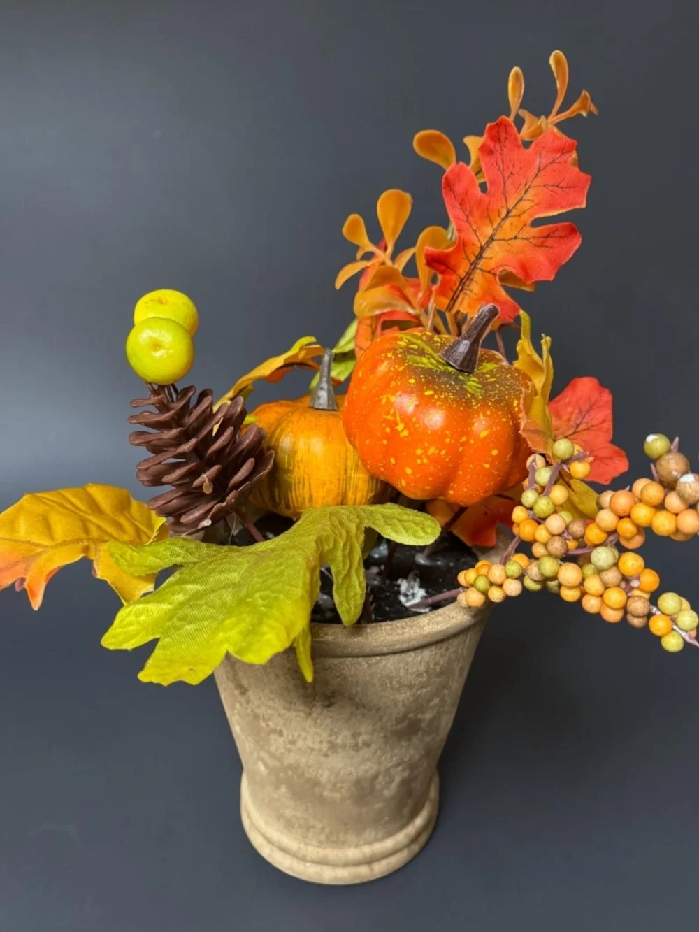 NWOT Fall Pumpkin Floral Arrangement Rustic Harvest Decor